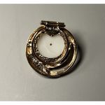 Vintage Jeri Lou Gold Tone Faux Mabe Pearl Round Dress Scarf Clip Brooch Photo 1