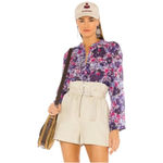 Isabel Marant Etoile Maria Brushstrokes Blouse Abstract Floral Print Cotton Top Photo 1