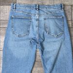 ZARA  High Rise Straight Leg Light Blue Wash Raw Distressed Hem Jeans Photo 3