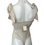 Free People NEW  Lola Beige Sleeveless Tie Strap Square Neck Bodysuit Tank Top S Photo 1