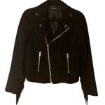 The Kooples Fringed Goat Leather Moto Jacket black suede Photo 6