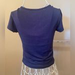 Wet Seal Cropped Criss Cross Front Short-Sleeve Top, Size XS, Navy Blue Photo 4