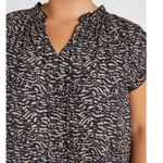 Voy Los Angeles Animal Print Pleated Sleeve Top w/ Tie Tan and Black Size undefined Photo 1