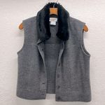 Talbots Wool Button Front Vest with Removable Fur Collar Size SP Photo 0
