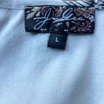 J Glee Dress L Black White Floral Striped Midi Blouson Roll Tab Casual Festival Size XL Photo 8