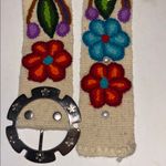 Source Unknown BELT…EMBROIDERED BELT COLORFUL FLORAL DESIGN SILVER BUCKLE UNIQUE AND DIFFERENT Photo 4