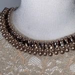 London Times Golden Tan Lace Overlay Midi Dress Rosegold Rhinestone Neck Size 4 Photo 12