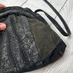 Chia Vintage Suede Crossbody Bag Black Genuine Leather Slim Strap Photo 2