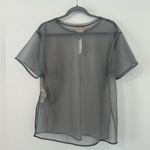 Anthropologie By  Mesh Shirt Gray Silver Sheer Metallic Blouse Funky Club NWT M Photo 1