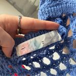 Free People  Blue Knit Crochet Bandana Tie Top Photo 2