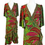 Farm Rio Tropical Bohemian Flutter Sleeve Wrap Maxi Dress Size Medium Photo 5