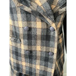 Vintage 80s beige green ruffled wool rustic plaid checkered skirt suit w/scarf S Tan Size M Photo 3