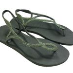 Havaianas Flip Flops 41/42 Green Luna Glitter Sparkle Sandals Women’s Photo 1