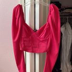 ZARA  Cropped Corset Balloon Sleeve Going Out Top Size Small in Pink Photo 0
