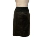 Etcetera  Black Genuine REAL Leather & Textured Wool Pencil Skirt EC Photo 2