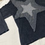 Boutique Oversized Star Patch 100% Cotton Boho Whimsy Embroidered Patchwork Top Photo 4