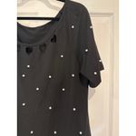 SheIn ✅3-for-$12✅ Skye Curve Pearl Embellished Heart‎ Cutout Black T-Shirt Top 1XL Photo 1