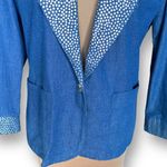 Vintage Jordana Petite Blazer Denim Silver Dots Abstract Art Oversized Western Blue Size undefined Photo 3