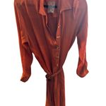 FAVLIX Fashion‎ Rust Orange Button Front Belted Shirt Dress Midi Size L Brown Size L Photo 2