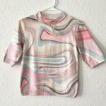 Anthropologie NWT Short Sleeve Multicolor Swirl Pattern Printed Sweater Top XS Photo 4