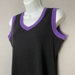 Misook  Knit Top Sleeveless Black Purple Trim Sz XS Women‎ Tank Top Office V-Neck Photo 4