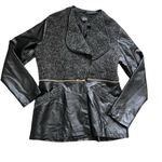 Luii Faux Leather Jacket Zipper Convertible Coat Black and Grey Boucle Size XL Photo 1