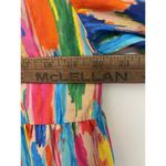 Peach Love California Dress Watercolor Works Tiered Long Gathered Sleeve Rainbow Photo 6