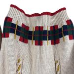 Vintage Chic Sweater Womens M Cream Plaid Hem Open Knit Holiday Ramie Preppy 90s Size M Photo 1