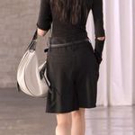 ZARA High Waist Bermuda PINSTRIPE SHORTS ZW COLLECTION Black Size XS NEW Photo 9