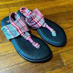 Sanuk Yoga Mat Sling Back Sandals, Pink Pattern, Sz 9 Photo 0