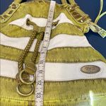 Vintage Y2K D&L Vogue Green Cream Soft Faux Leather Boho Bucket Shoulder Handbag Photo 8