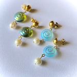 Handmade quality Czech glass beads snail shell & natural baroque freshwater peals dangle earrings 🌀💕 Photo 2