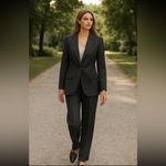 Talbots  Vintage Pure Wool Charcoal Grey 2Piece Pant Suit Blazer Jacket 8 Photo 6