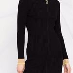 Wolford Thelma Strip Cardigan Ribbed Virgin Wool Fitted Zip Dress | Black | M Size M Photo 2