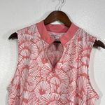 Tommy Bahama  Golf Sleeveless XL‎ Coral White Zip Mock Neck Tropical Shell Print Photo 4