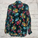 Vintage Carole Little Women's 12 Floral Long Sleeve Blouse Button Front Shirt Black Photo 1