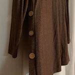 Women's Long Sleeve Scoop Neck Button Side Sweater Tunic Dress Brown Photo 6