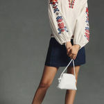 Farm Rio NWOT / Anthropologie | Embroidered Peasant Boho Puff Sleeve Blouse, L Photo 0