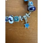 Bible Symbols Bracelet Star of‎ David Charms Beads Silver Tone Blue 8" Photo 1