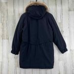 Gallery Vintage 80s  Coat Womens Medium Black Rayon Blend Raccoon Fur Trim‎ Hood Photo 6