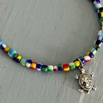 Handmade NEW Adorable Beaded Bracelet W Colorful Seed Beads & A Cute Turtle Charm Photo 3