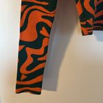 ZARA Abstract Print Cropped Sweater Small Green Orange Long Sleeve Knit Photo 7