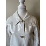 Topshop Vinyl Trench Coat White Size 2 Button Up Long Sleeve Sleek Goth Punk Photo 2