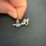 S925 Garnet & CZ Crown & Wings Earrings Red Photo 3