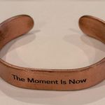 COPPER "The moment is now” HEALING MAGNETIC THERAPY BANGLE /CUFF Gold Photo 1