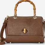 J. McLaughlin New Alison Pebbled Leather Top Crossbody Purse Bamboo Handle Photo 0
