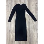 Good American Leopard Deep V Midi Dress Long Sleeve Knit Black Size 1 Small NWT Photo 1