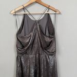 H by Halston Halston Metallic Fit & Flare Midi Dress Women's 8 Gunmetal Silver Cocktail Party Photo 9