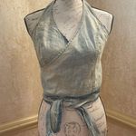 ZARA Denim TRF Jean cotton wrap crop halter top multiway ties front or back Sz M Photo 0