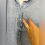 Caliban Skin Like Quarter Button Down Long Sleeve Blouse Top Sz 42 US 4/6 Blue Photo 5